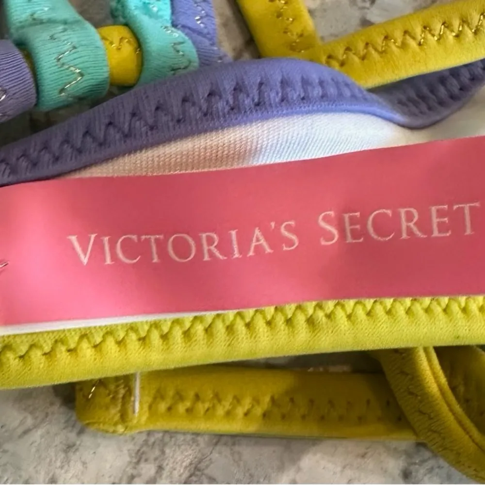 Victoria's Secret‎ Striped Bikini Halter Top Top & Bottoms Both Size Small - Image 5