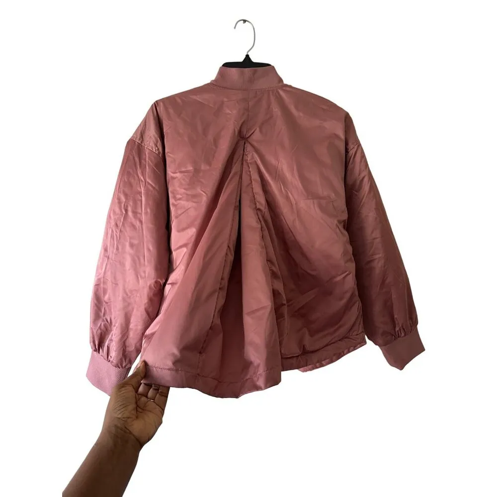 A New Day Women's Bomber Jacket - Dusty Rose, Berry Pink Mauve Quilted Size S - Image 4