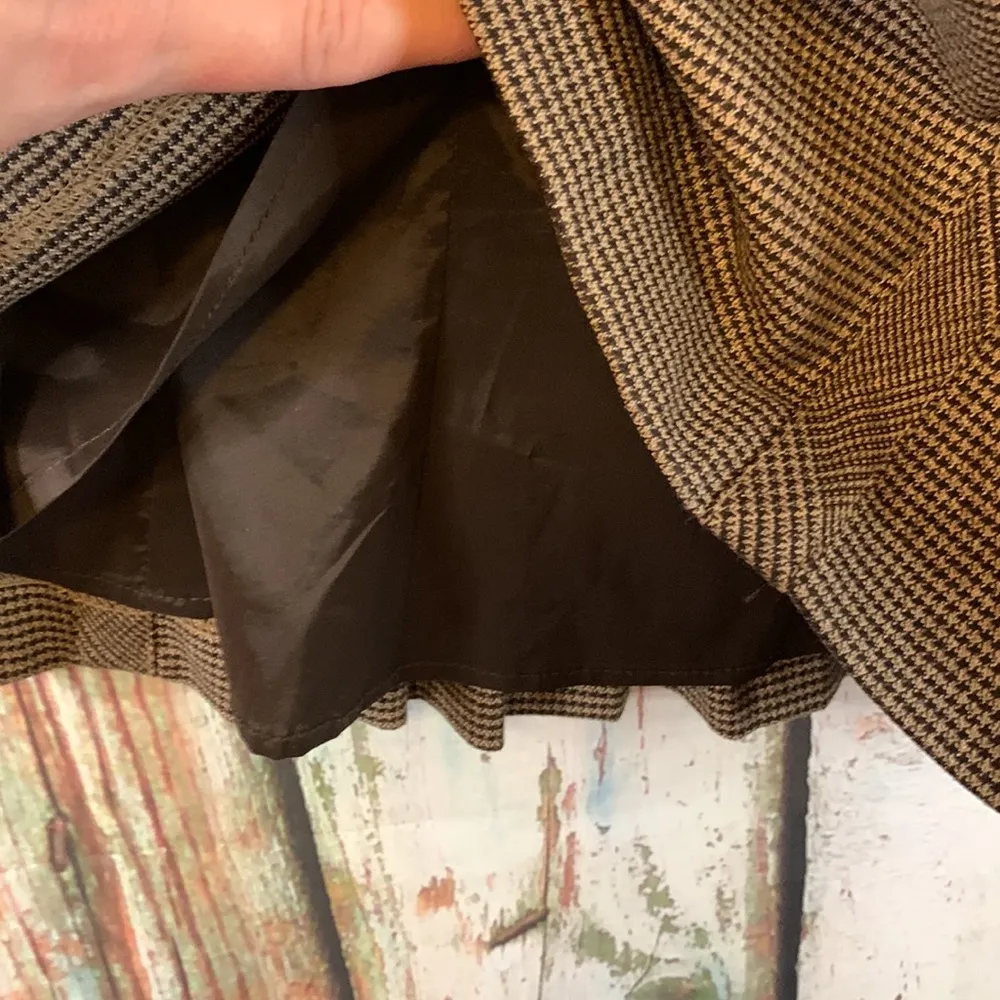 🚫SOLD🚫Nanette Lepore Brown Houndstooth Ruffled & Ruched Pencil Skirt Size 6 - Image 8