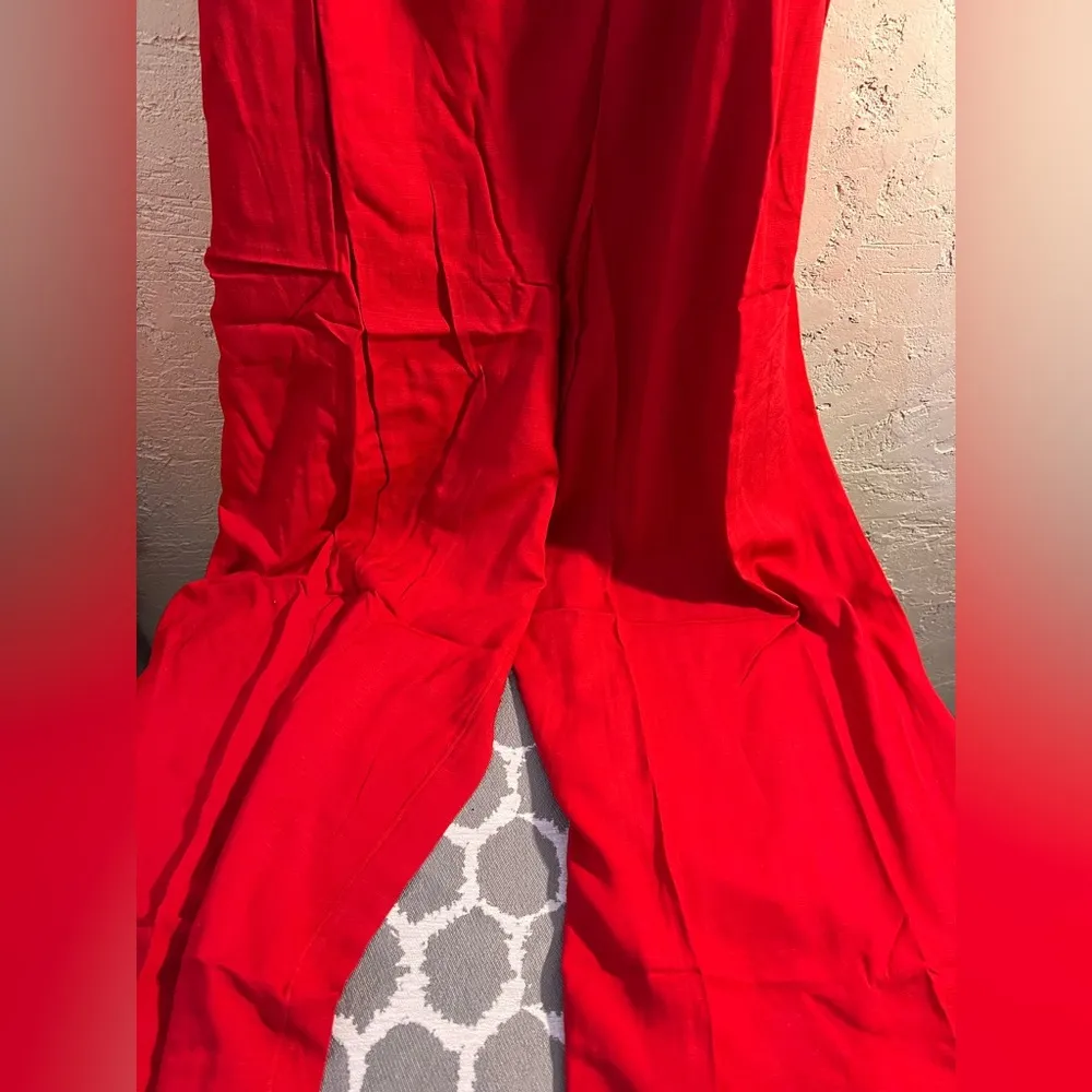 Knox Rose NWT Red Jumpsuit wide leg pockets flowy lightweight summer resortwear - Image 5