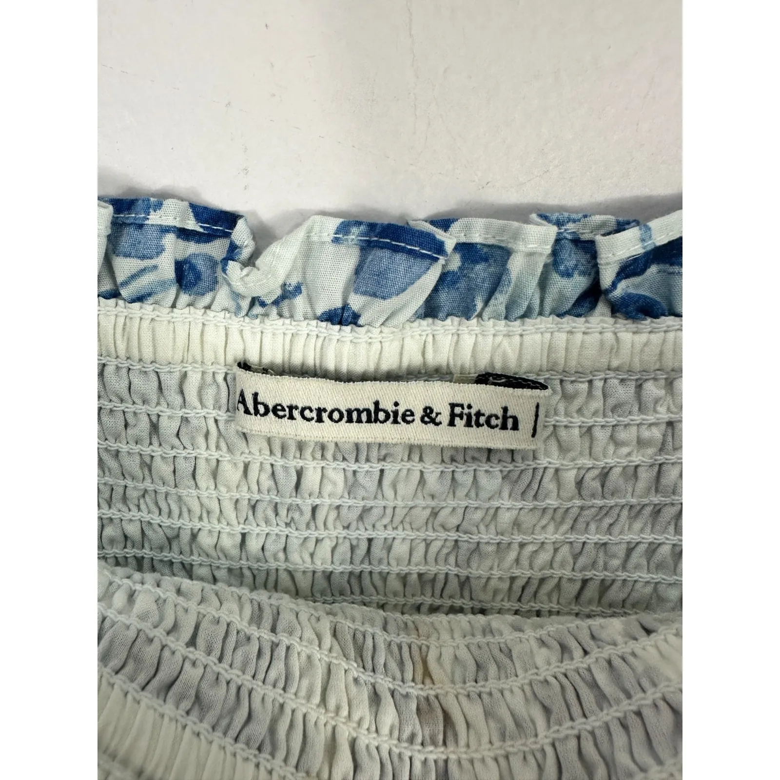 Abercrombie & Fitch Smocked Midi Dress Small Blue Floral Square Neck Cottage - Image 2