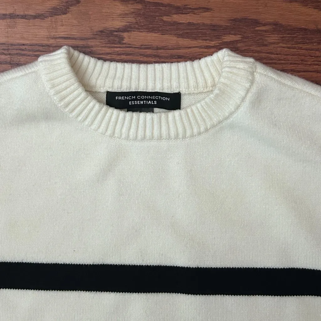 French Connection Striped Crewneck Sweater Size Small Drop Shoulder - Image 7