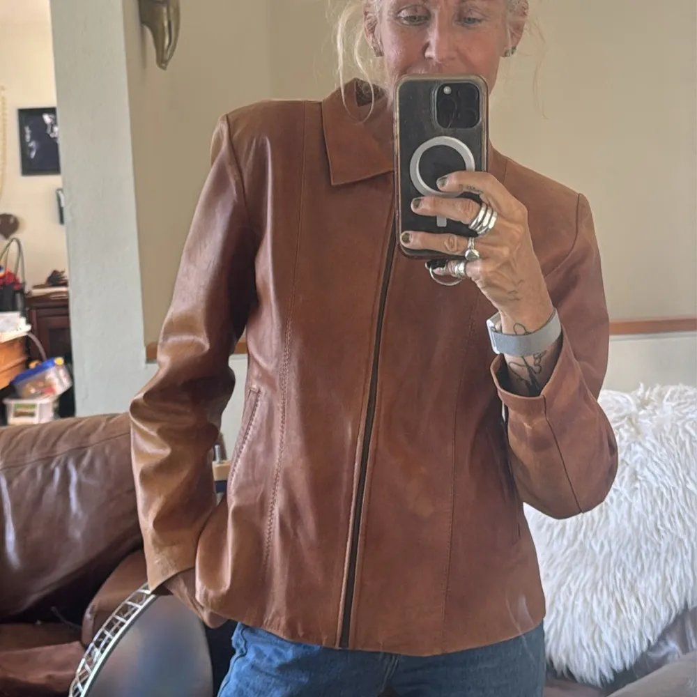 Vintage rustic lightweight butter soft Brown Leather Jacket no tags - Image 11
