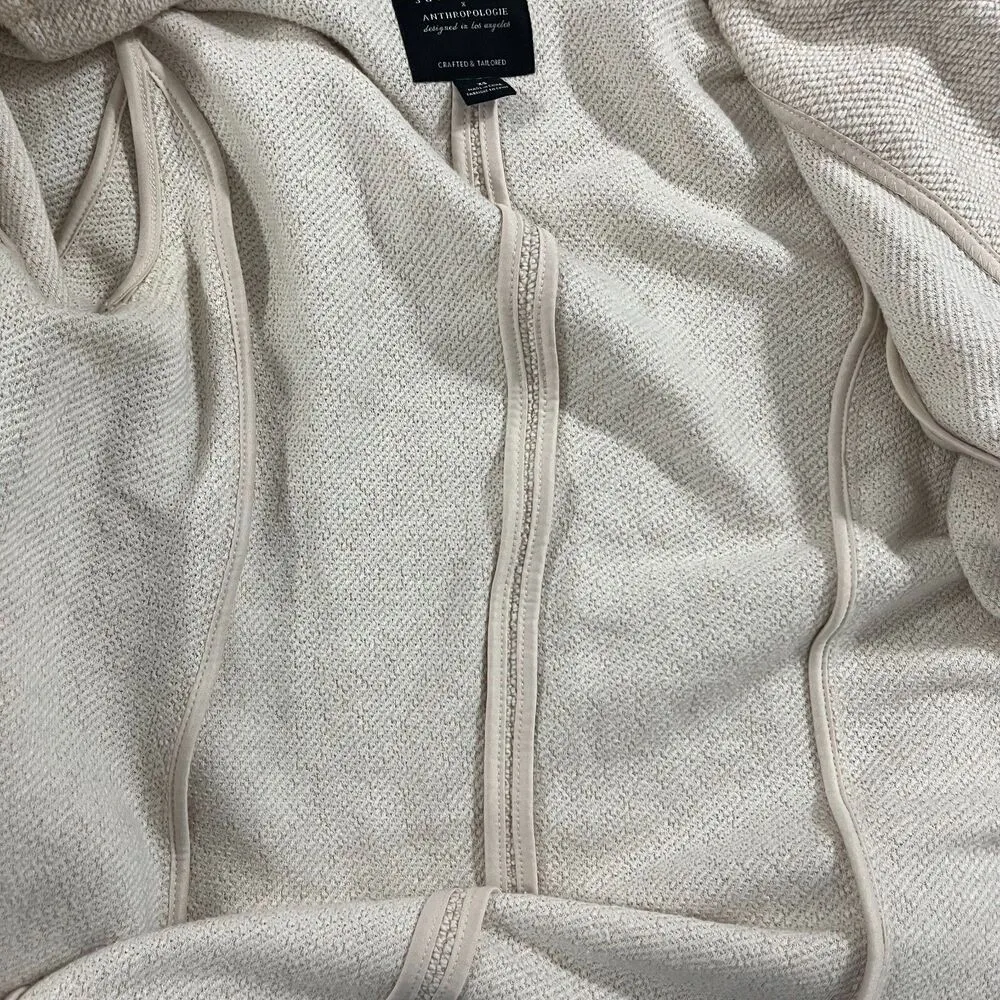 ANTHROPOLOGIE X SANCTUARY Blazer Womens XS Cream Bryce Knit Jacket Career - Image 5