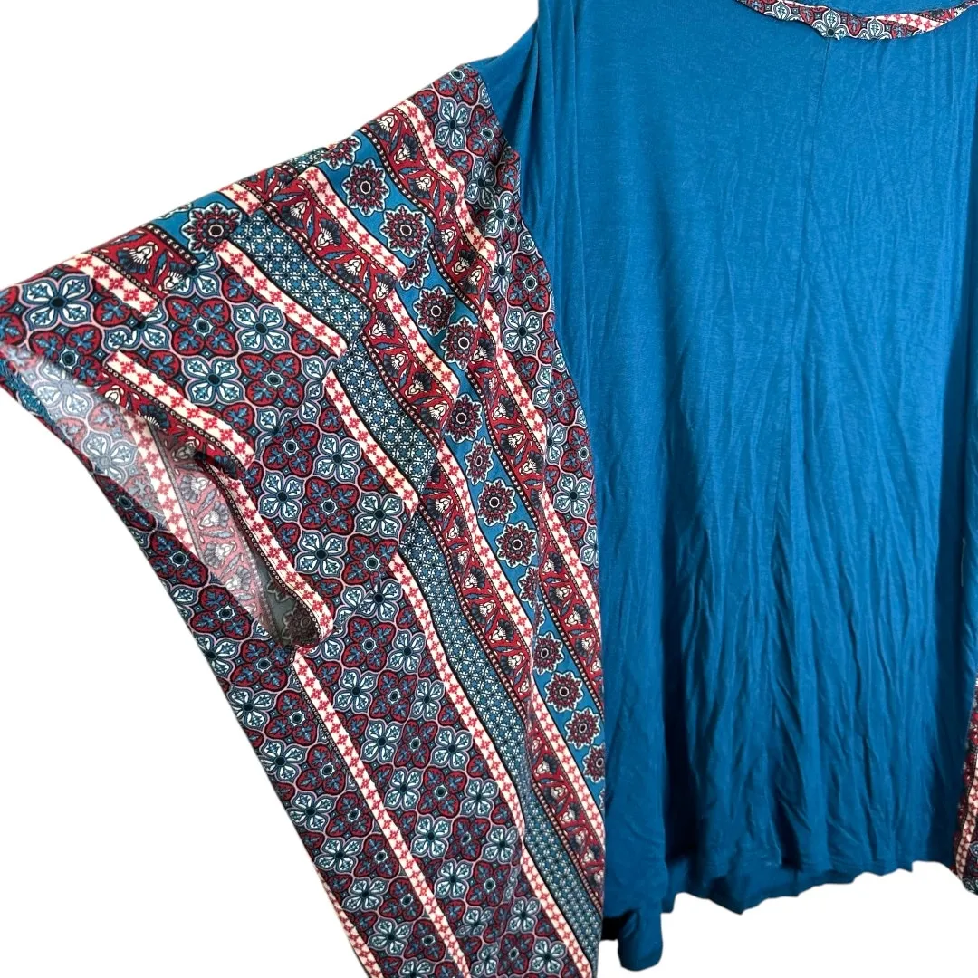 Jade by Jane Vibrant Blue Wing Sleeve Plus Size Top - Image 3