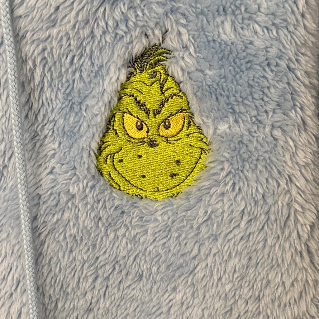 ✅✅✅BOGOHO ✅✅✅Baby Blue Dr. Seuss GrinchFuzzy Hoodie with Character Patch - Image 3