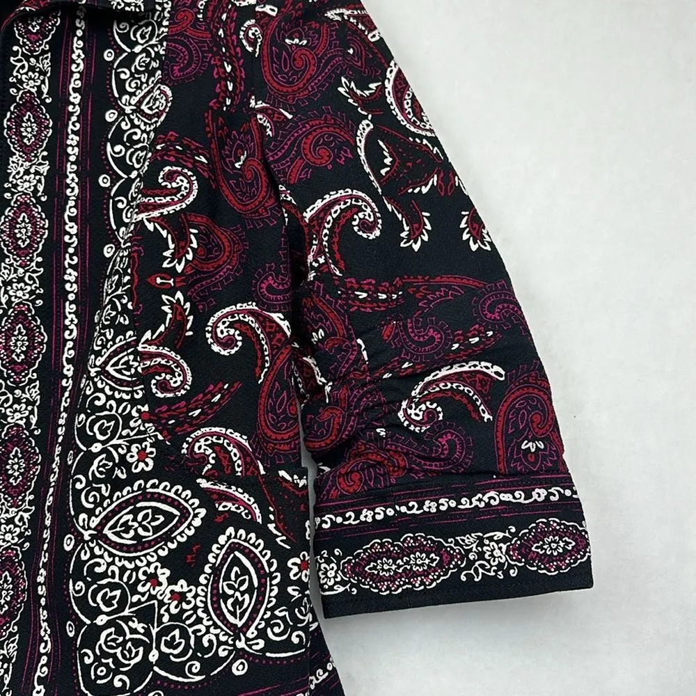 Coldwater Creek Sz 10 Cropped Jacket Blazer Floral Paisley Print m Black Womens - Image 3