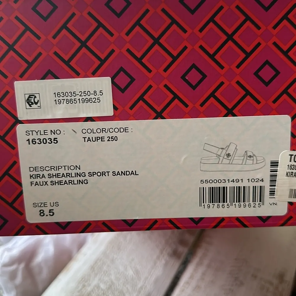 Tory Burch Kira Shearling Sport Sandal Taupe Size 8.5 Brand new BNIB - Image 8