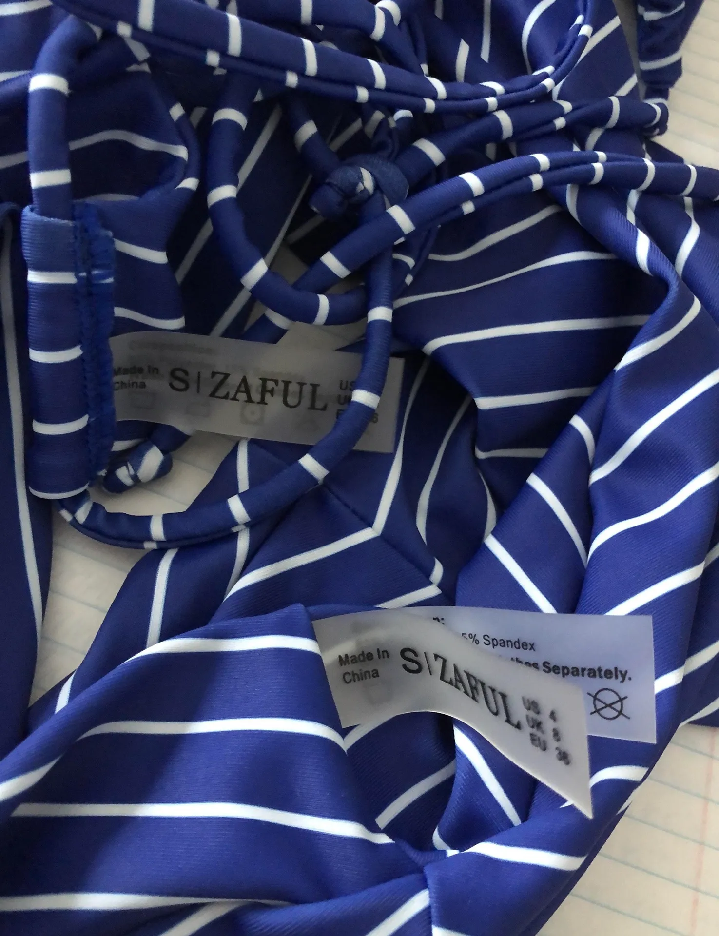 Zaful Blue And White Striped Bikini Set - Image 2