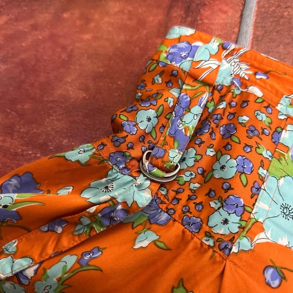 Anthropologie Elevenses Orange Floral Casual Shorts - Image 3