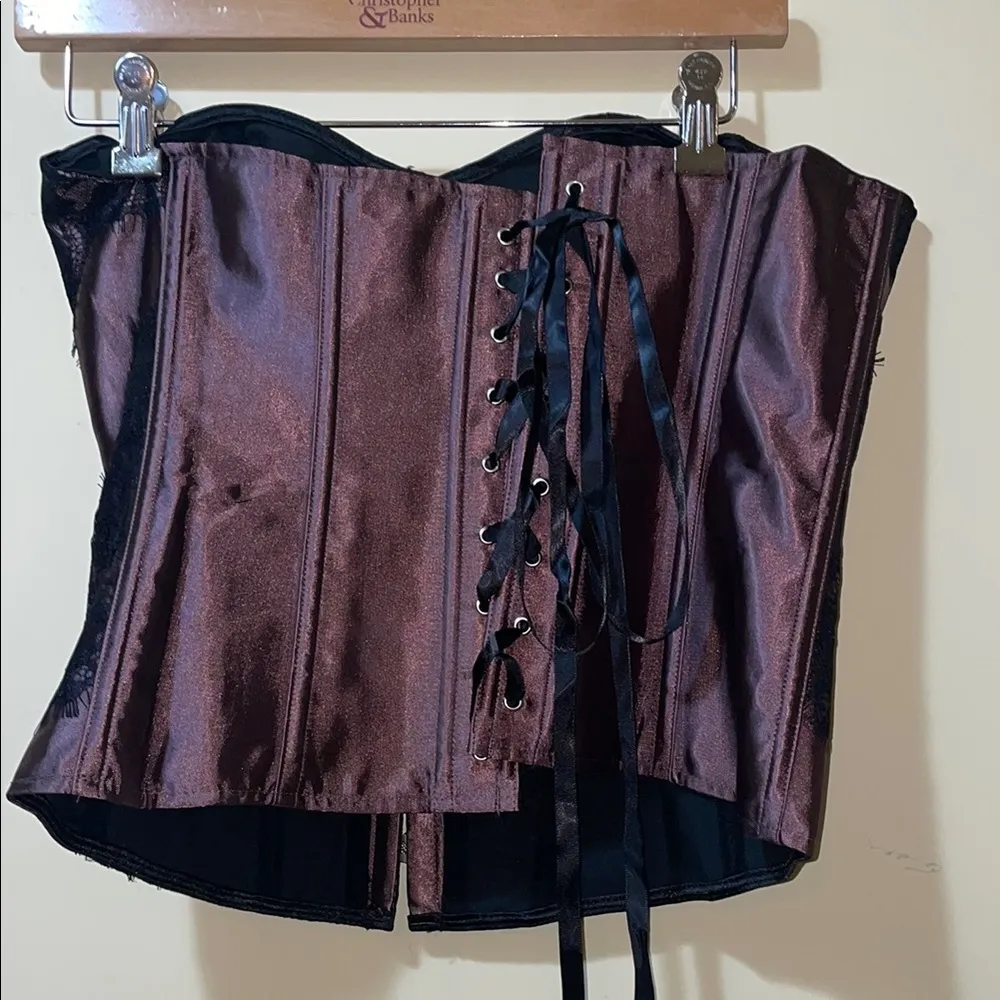 Womens New Adore Me Eggplant Elegant Black and Purple Corset - Image 6