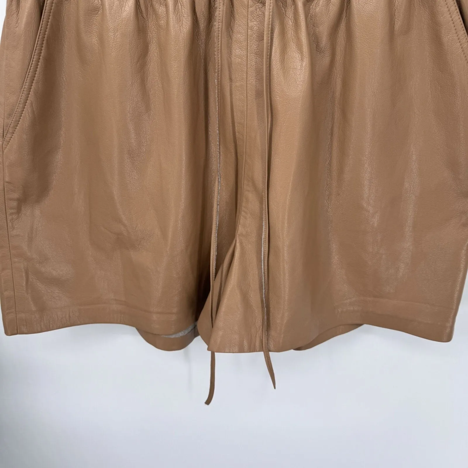 Good American Better Than‎ Leather High Waist Short Womens 4 XL Warm Carmel - Image 3