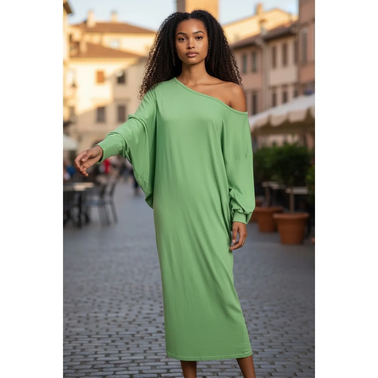Free People  Beach Green Long Sleeve Oversized Maxi Dress XS - Image 7
