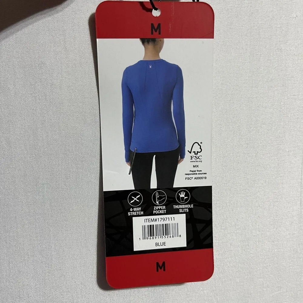 Spyder Active Top Womens Medium Blue Nylon Stretch Side Zip Long Sleeve Pullover - Image 7