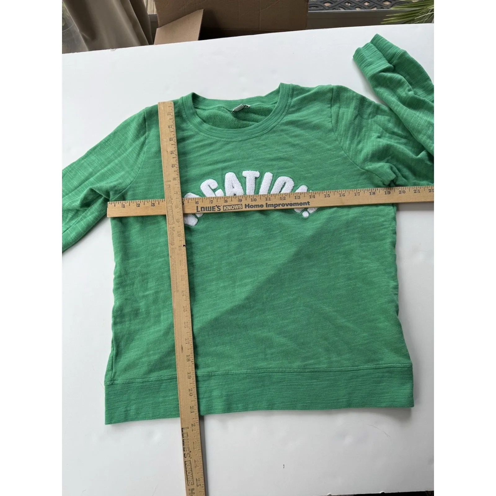 J.Crew Green “Vacation” Graphic Sweatshirt Green Sz Small Long Sleeve Cotton - Image 7