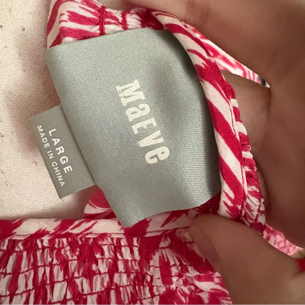 MAEVE ANTHROPOLOGIE Maeve Ikat Frequencies Mini Dress Button Down Waist Tie Sz L - Image 6