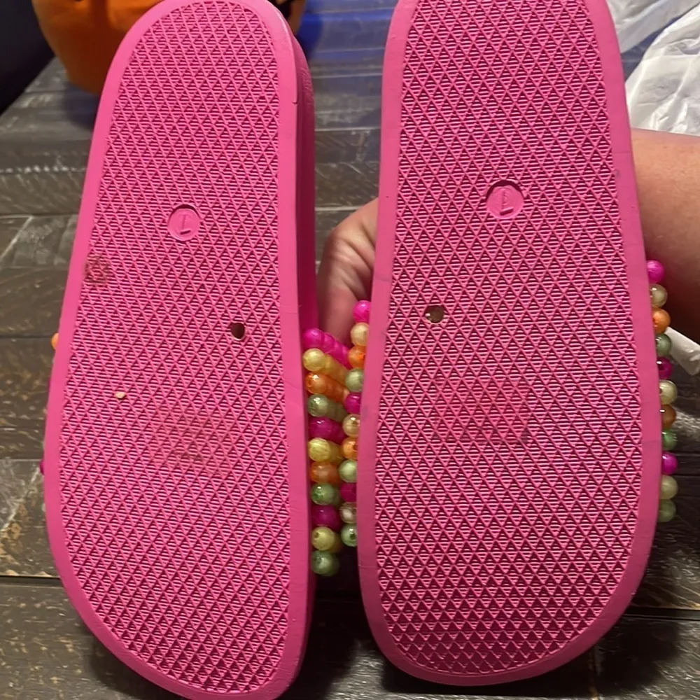 NWT JESSICA SIMPSON Colorful Beaded Slip On Sandals Women 7 Slides Pool Beach - Image 9