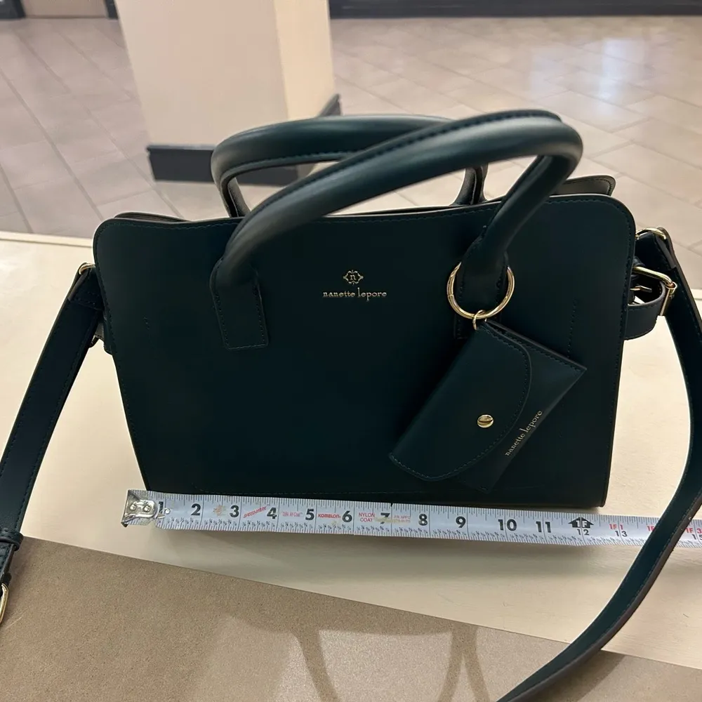 nanette lepore new purse Green Satchel with Gold Accents NEW A Beauty! - Image 9