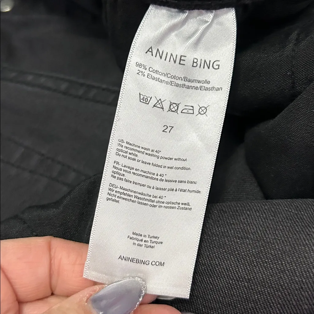 Anine Bing Washed Black Button Fly Release Hem Jeans - Image 7