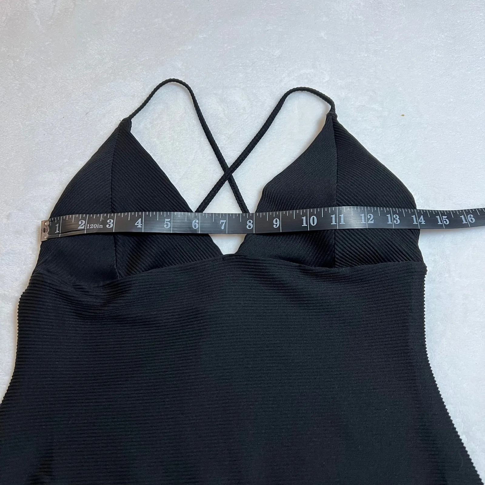 H&M Low V-Neck Ribbed One Piece Bathing Suit Size M Vacation Summer Minimalist - Image 8