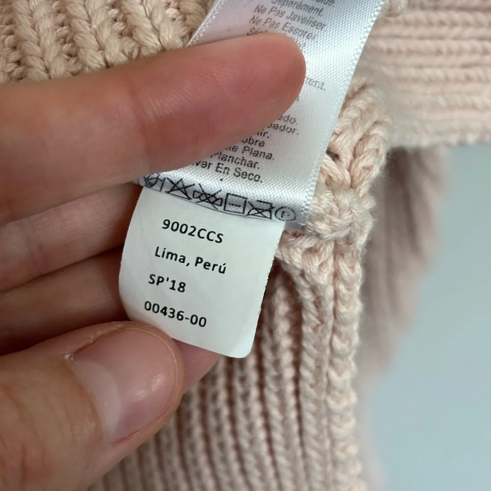 Nation LTD 100% Cotton Cropped V Neck Sweater in Light Pink - Size XS - Image 6