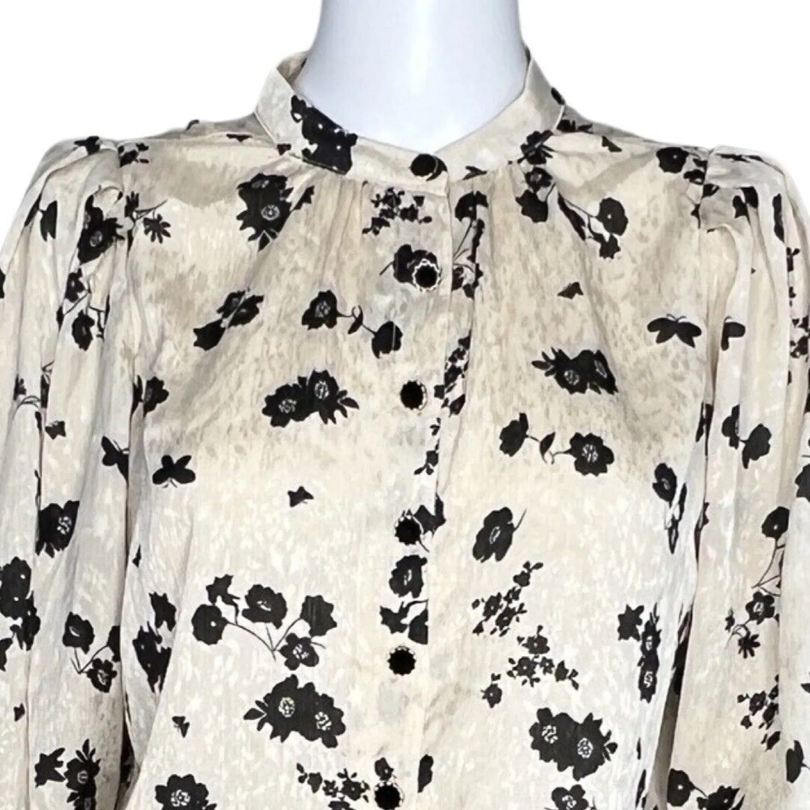 Heartloom‎ Dress Womens Medium Cream Black Floral Joey Blouson Party Cocktails - Image 5