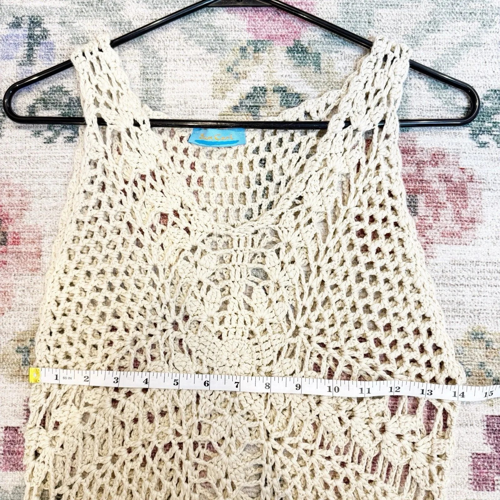 Womens Handmade Crochet Beachy Cover Up Dress Medium Boho Festival Tassel Coast - Image 5