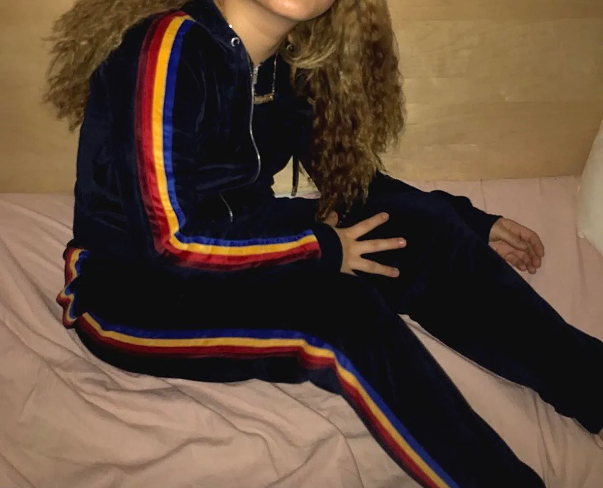 Blue Velvet Two Piece Tracksuit Set - Image 3