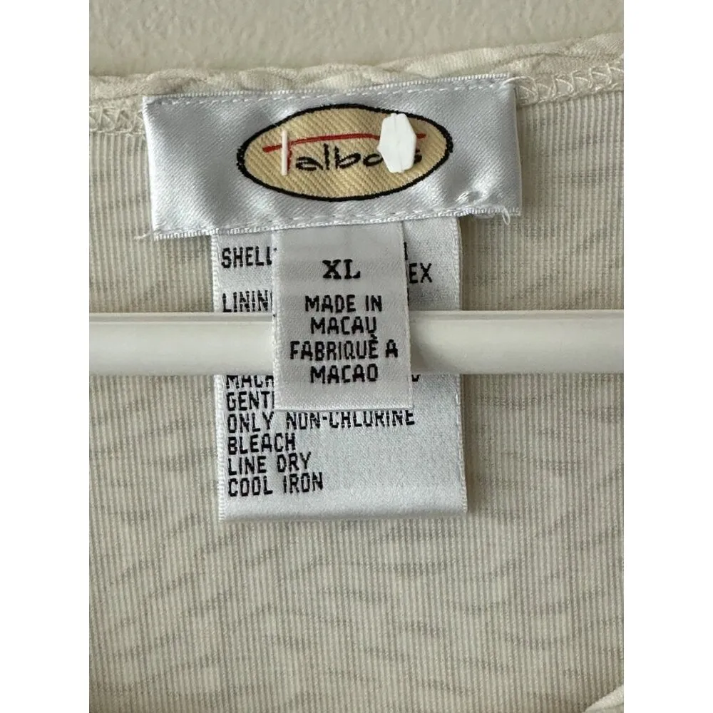 Talbots Womens Textured Cream Sweater Pullover XL Comfy Relaxed Office Stretchy - Image 3