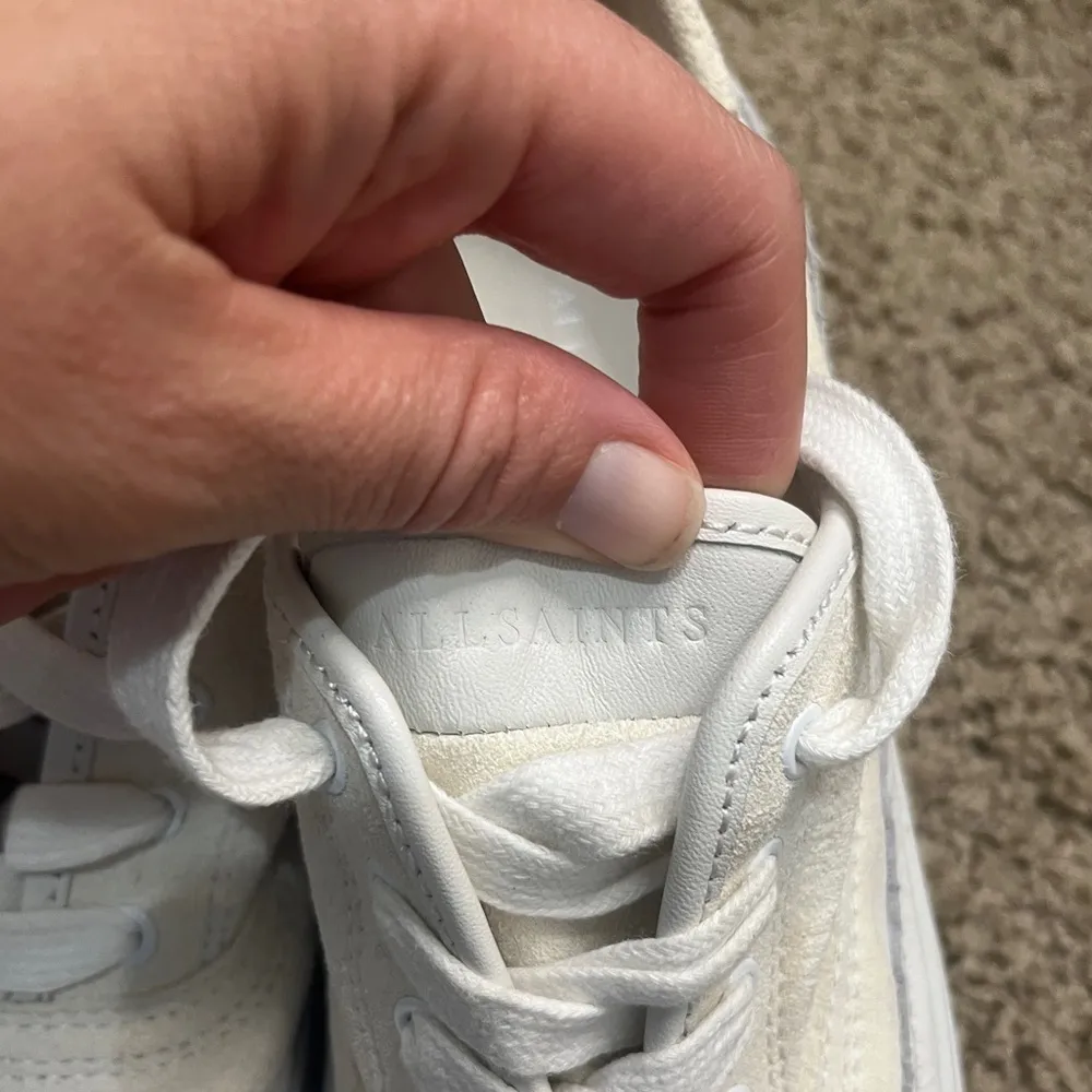 All Saints Bella Suede Sneaker in White Ecru Leather Sz US 8 - Image 10