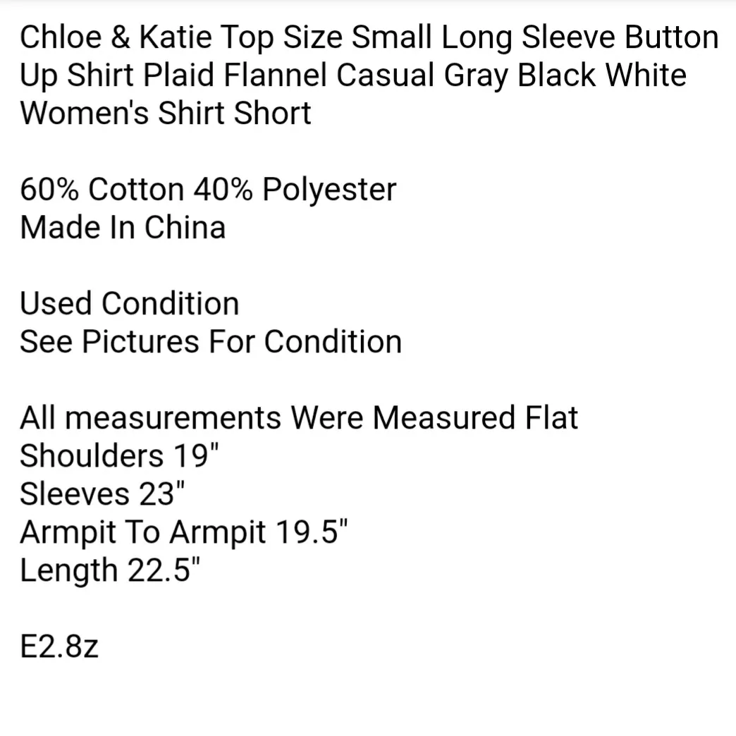 Chloe & Katie Top Size Small Long Sleeve Button Up Shirt Plaid Flannel Casual  - Image 4