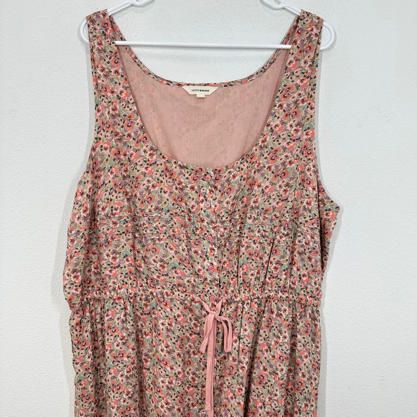 Lucky Brand Womens XXL Floral Print Sleeveless Drawstring Waist Dress 100% Modal - Image 4