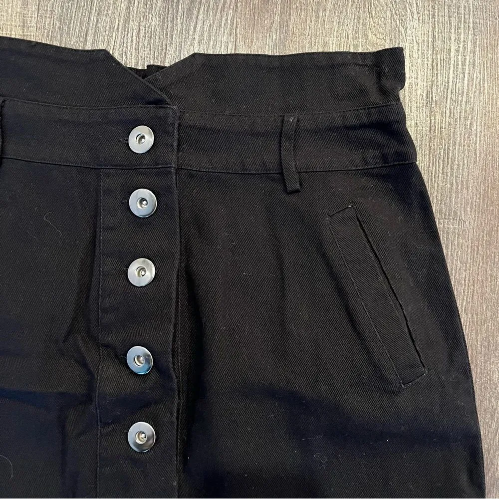 New Mi Ami Black Jean Denim Button Front Mini Skirt Sz M Women’s - Image 8