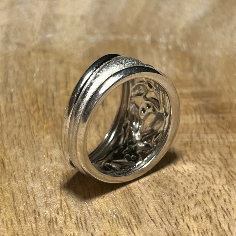 Floral CZ Band 925 Sterling Silver Ring - Image 11