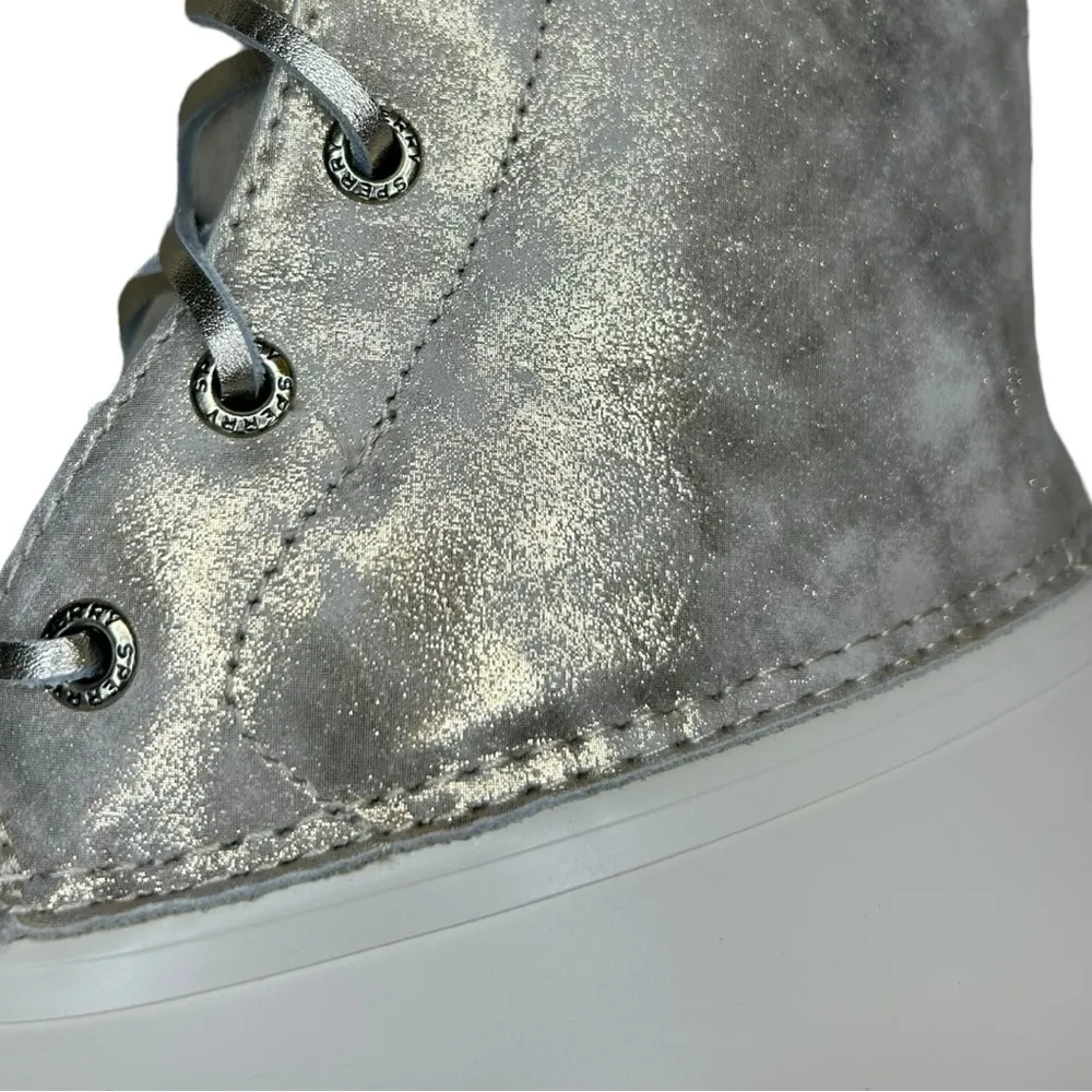 SPERRY Top-Sider Women’s Saltwater Shimmer Leather Ivory Duck Booties Size 8 - Image 15