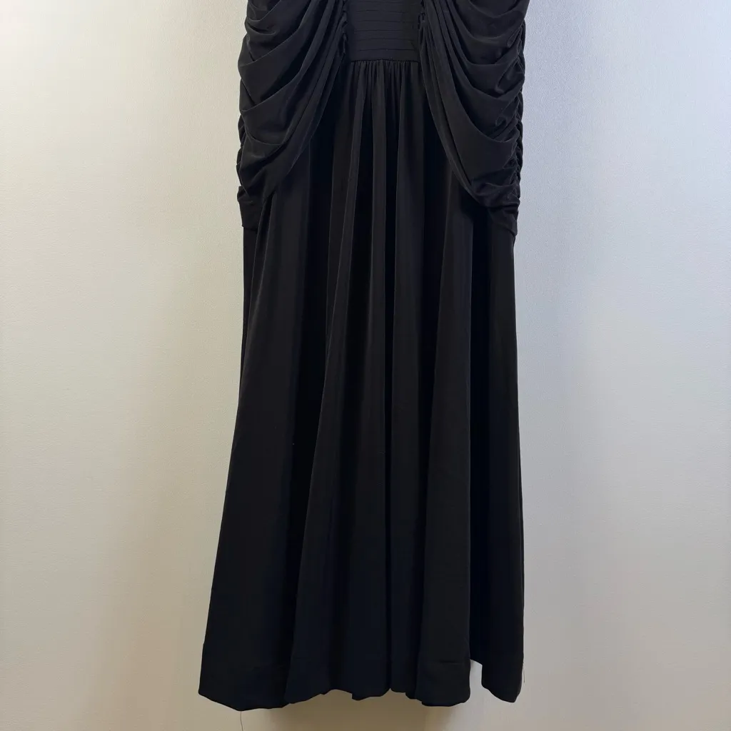 Tadashi Collection / Tadashi Shoji Black Formal Evening Gown Size M Ruched - Image 4