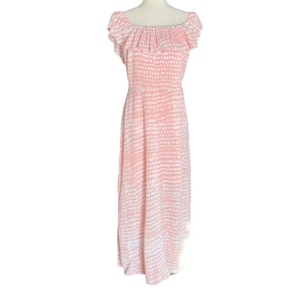 BCBG Paris Women's ON/Off the Shoulder Sandy Dot Maxi Dress White Size XL - Image 6