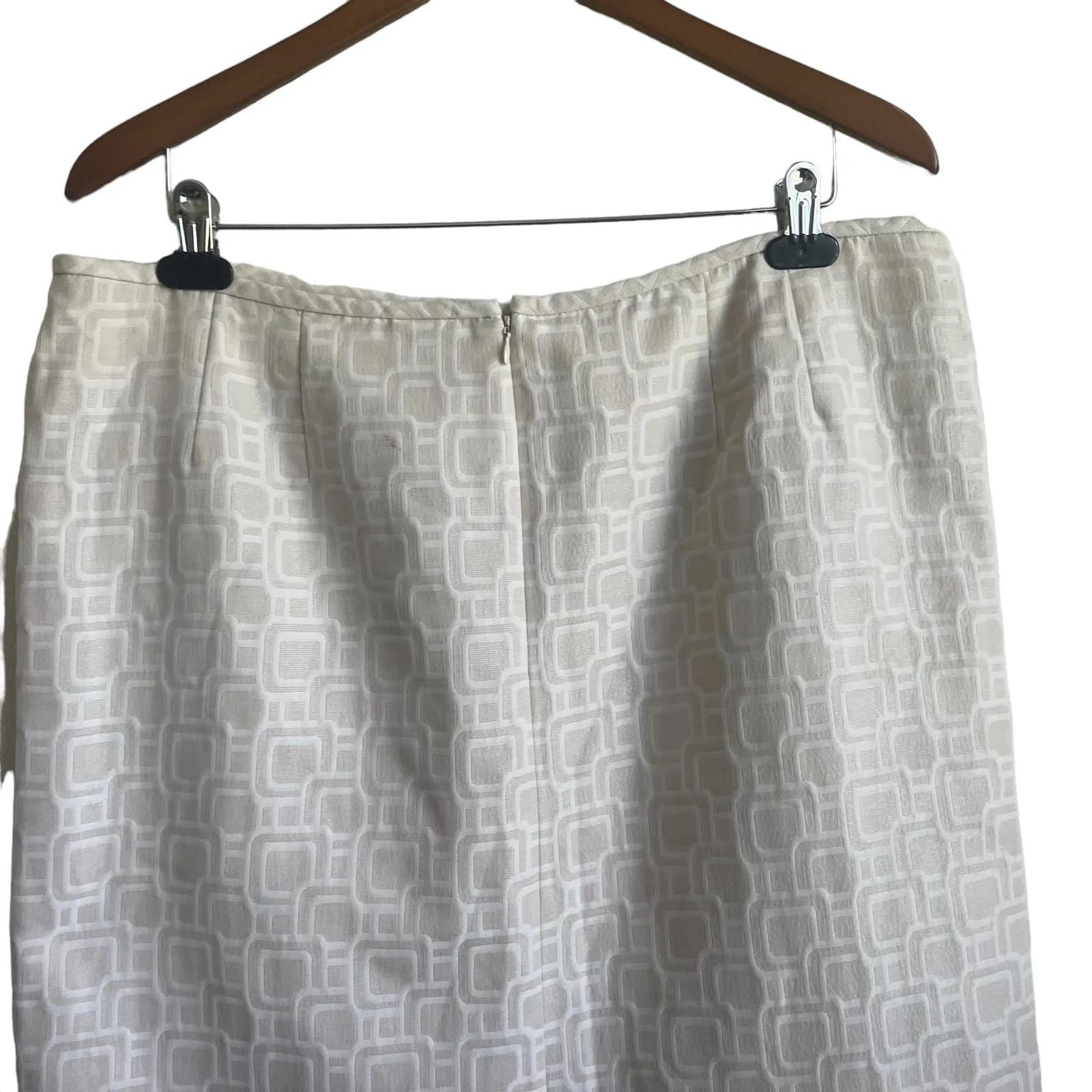 Kasper Women Midi Skirt 18 Cream Geometric Straight Career Mature‎ Event Classic - Image 4