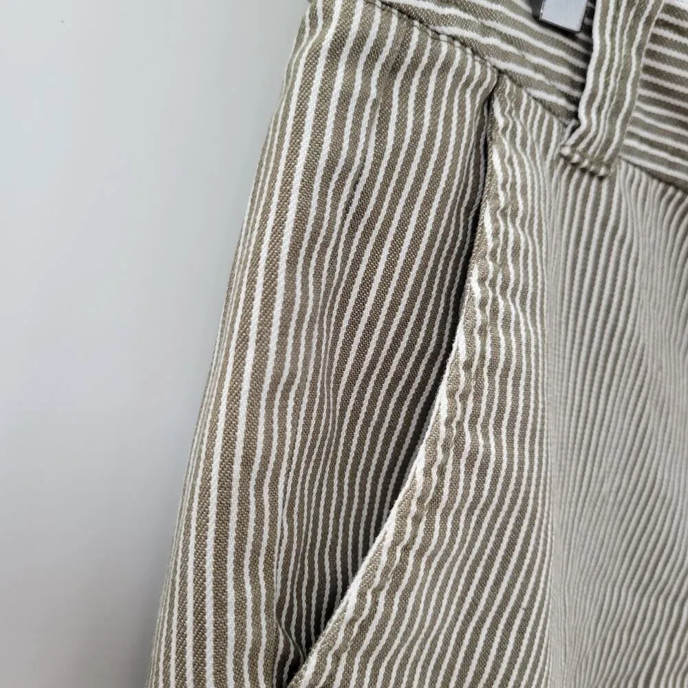 New York & Company Womens Shorts 2 Green White Striped Mid Rise Pockets Stretch - Image 6