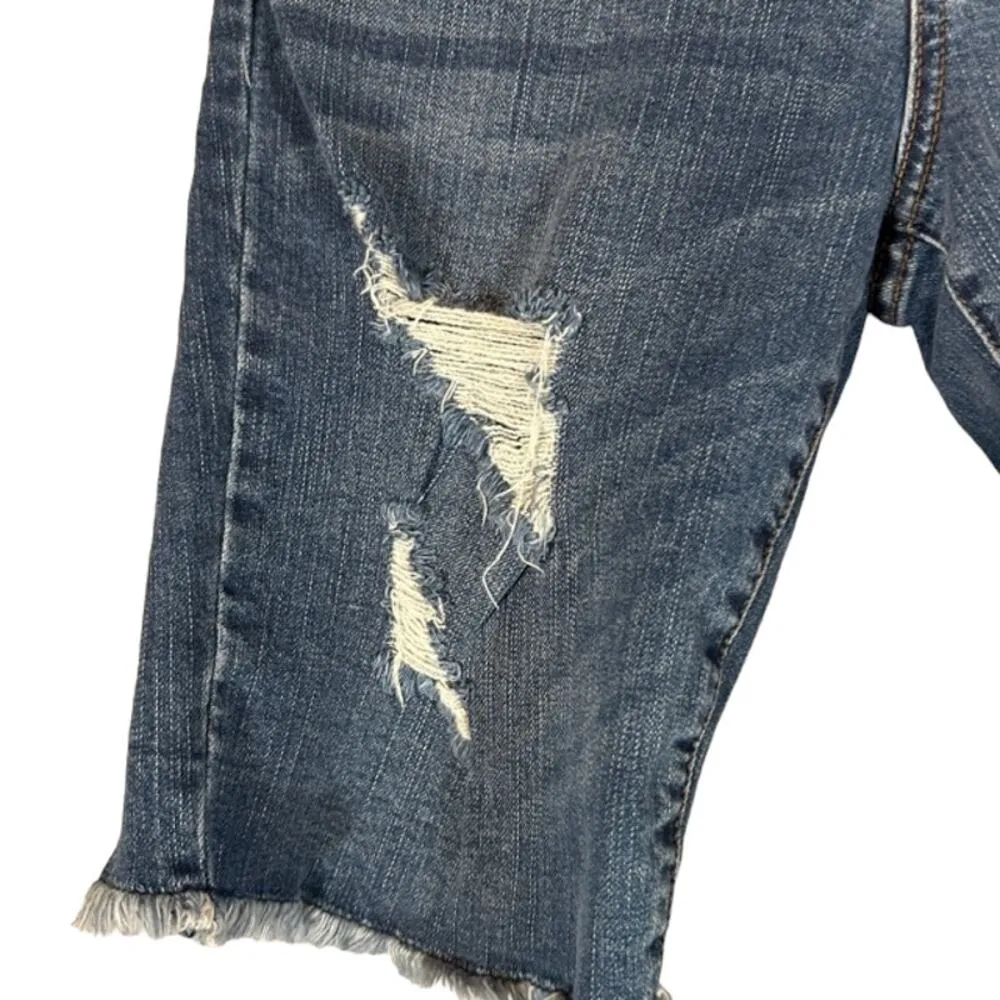 Kut From The Kloth Blue Distressed Sophia Bermuda Denim Jean Shorts Women Sz 4 - Image 3