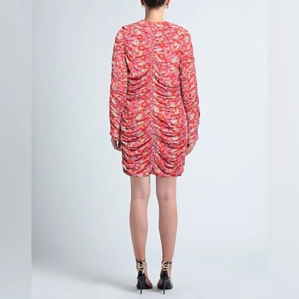 NWT Róhe Sadie Floral Ruched Mini Dress | Size 4 Red - Image 2