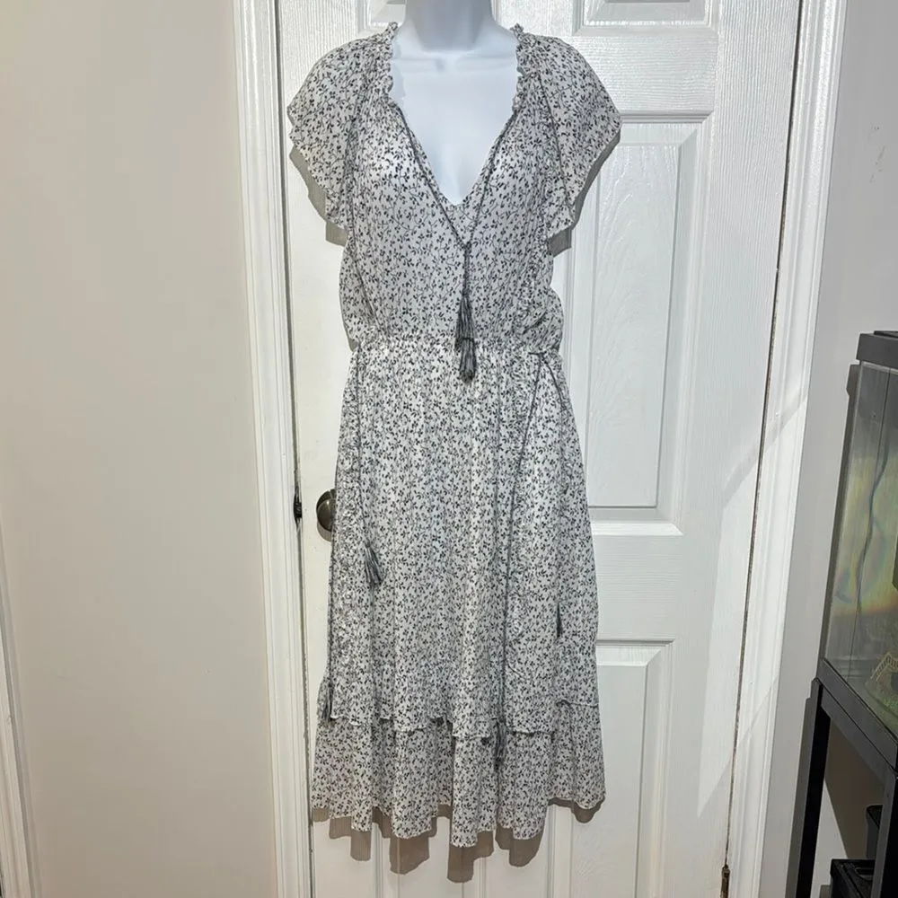 Ulla Johnson Anja Ruffle Dress Porcelain Floral Print Ruffle Sleeve Dress size 4 - Image 3