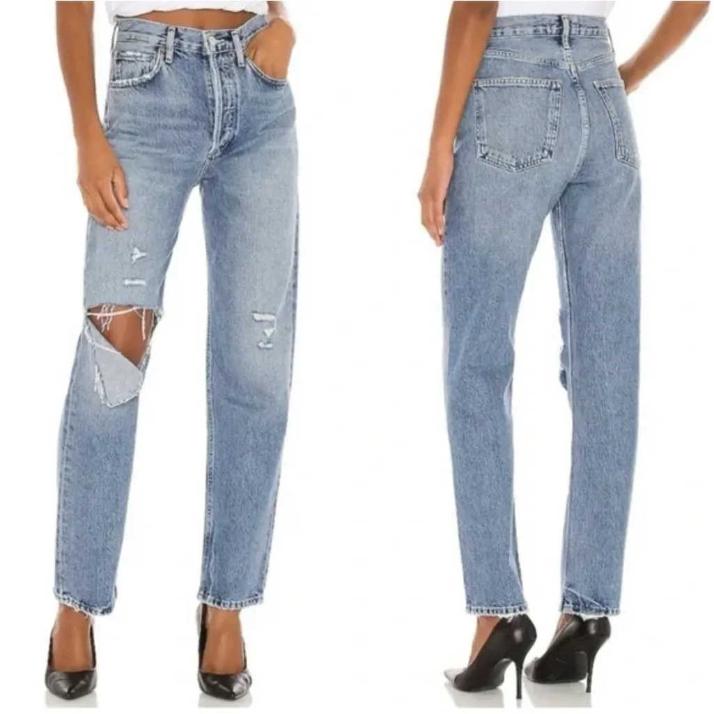 Agolde 90s Pinch Waist Straight Leg Jeans in Lineup Size 28 - Image 2