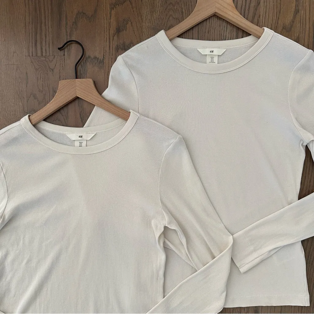 NWOT H&M Bundle of Two Ribbed Modal-blend Crew Neck Long Sleeve Top in White M - Image 2