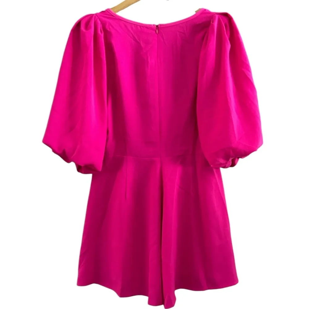 Glam Boutique Style Women’s‎ Hot Pink Lots of Love Half-Sleeve Romper Zip Shorts - Image 2