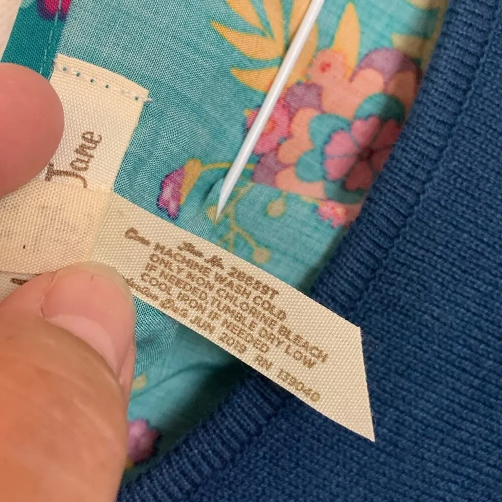 Matilda Jane women's medium blue sweater floral peekaboo long sleeve shirt twist - Image 5