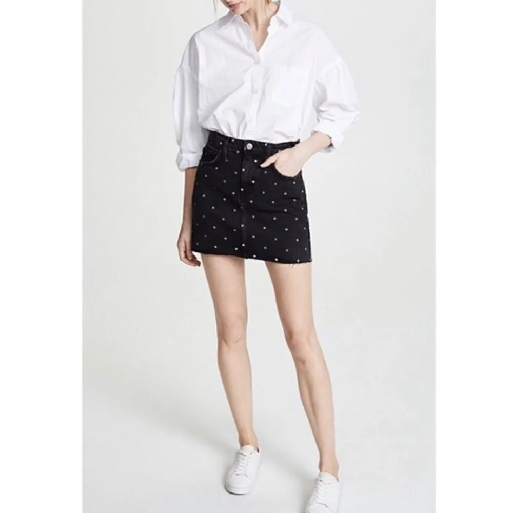 Current Elliott The 5 Pocket Polka Dot Mini‎ Skirt in Black White Size 24 - Image 2