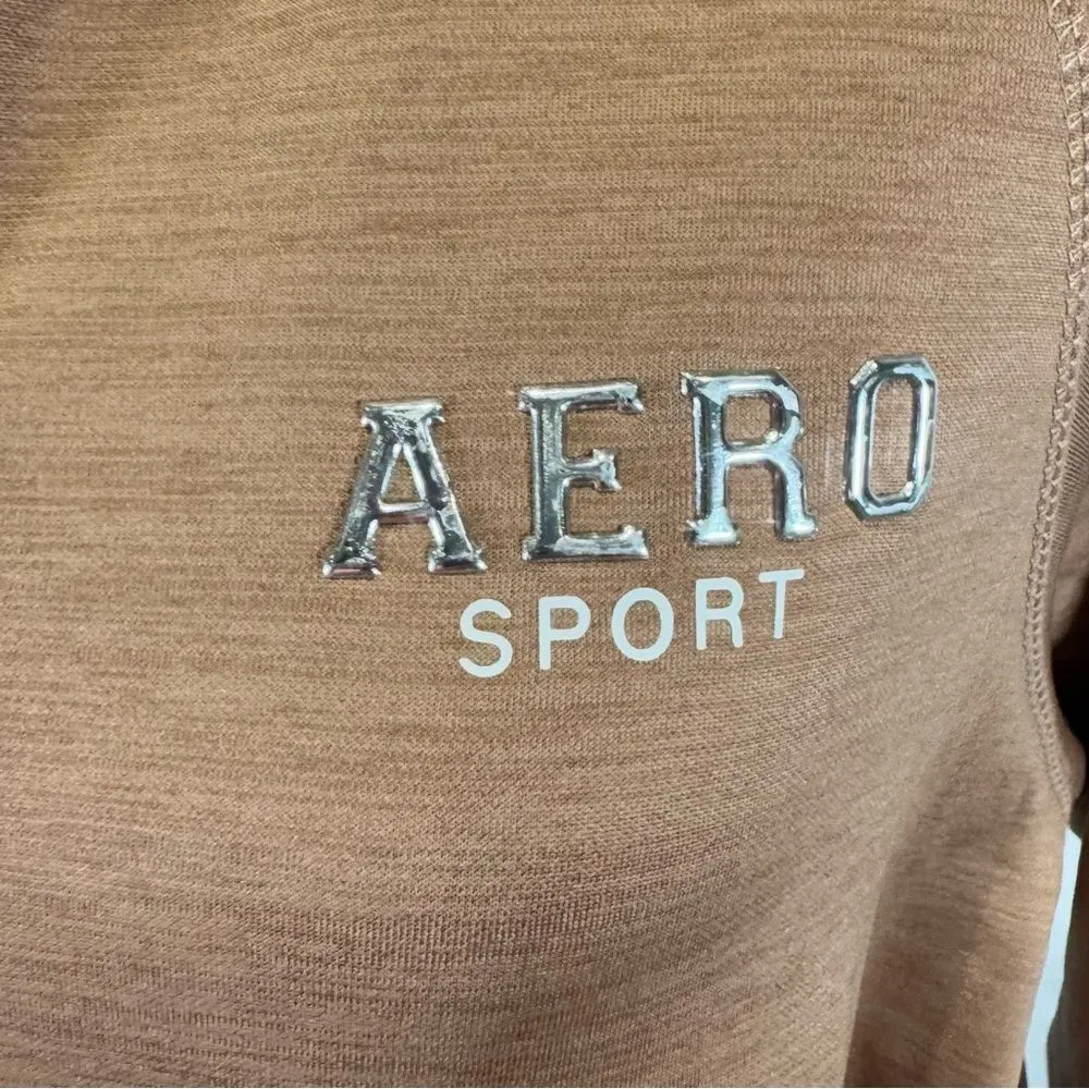 Aero Sport brown fleece lined zip up athletic bomber jacket size large NWT - Image 4