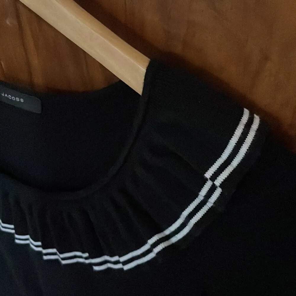 MARC JACOBS Pleated Sweater Dress Black No Size Small S - Image 7