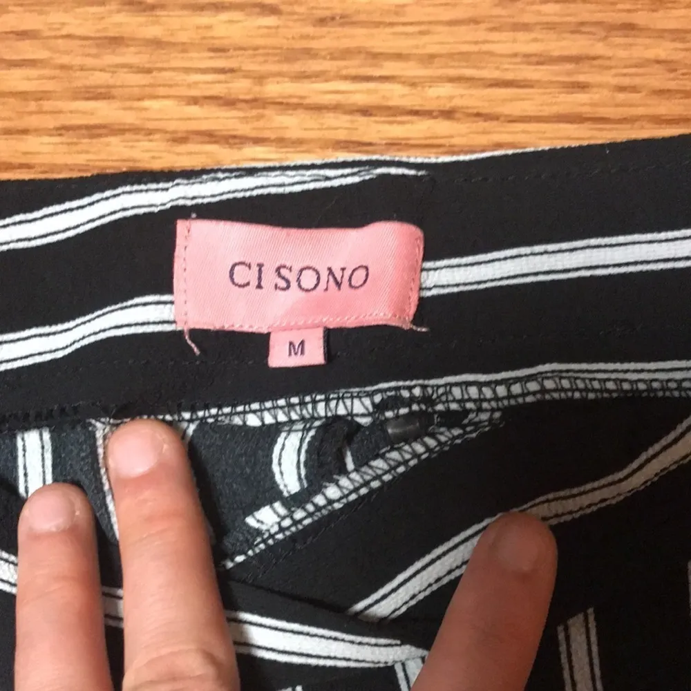 Cisono black white striped wide leg dress pants - Image 5